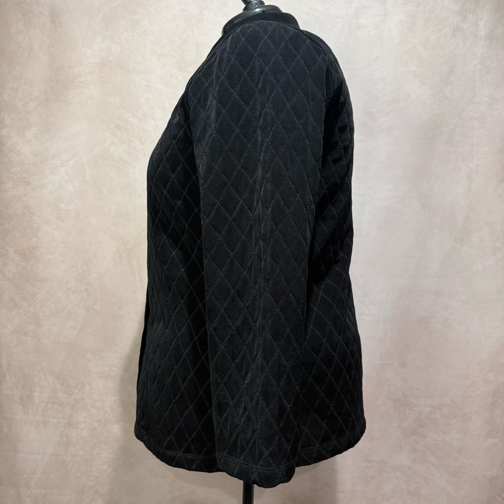 Chico’s Travelers Black Quilted Jacket Size 3 XL/16 Button Front Y2K Minimalist - Picture 5 of 9
